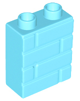 Duplo Brick 1 x 2 x 2 Brick Effect in Medium Azure