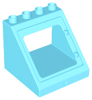 Duplo Roof Section 4 x 4 x 3 with Window in Medium Azure
