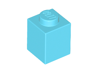 Brick 1 x 1 in Medium Azure