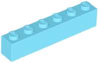 Brick 1 x 6 in Medium Azure