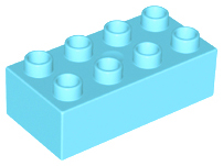 Duplo Brick 2 x 4 in Medium Azure
