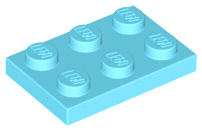 Plate 2 x 3 in Medium Azure