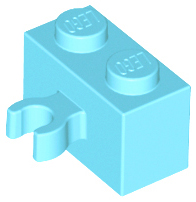 Brick Special 1 x 2 with Vertical Clip [Open O Clip] in Medium Azure