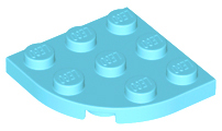Plate Round Corner 3 x 3 in Medium Azure