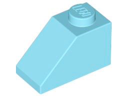 Brick Sloped 45° 2 x 1 with Bottom Pin in Medium Azure
