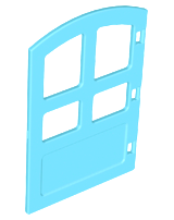 Duplo Door 1 x 4 x 4 with Four Panes, Different Size and Curved Top in Medium Azure