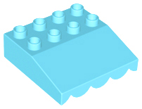 Duplo Roofpiece Slope 33 4 x 4 with Awning Overhang with 9 Bottom Tubes in Medium Azure