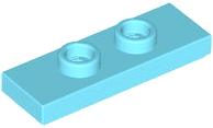 Plate Special 1 x 3 with 2 Studs with Groove and Inside Stud Holder (Jumper) in Medium Azure