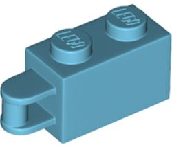 Brick Special 1 x 2 with Vertical Closed Handle on Edge in Medium Azure