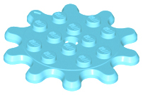 Plate Special 4 x 4 Splat Gear, 10 Teeth in Medium Azure