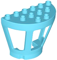 Duplo Airport Tower Wall (Half) with 3 Windows in Medium Azure