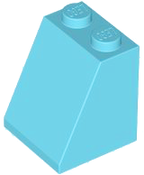 Brick Sloped 65° 2 x 2 x 2 with Bottom Tube in Medium Azure
