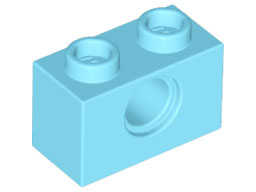 Technic Brick 1 x 2 [1 Pin Hole] in Medium Azure