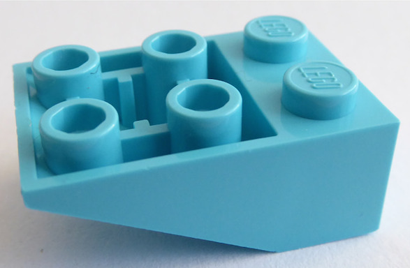 Brick Sloped Inverted 33° 3 x 2, Connections between Studs, Ovoid Bottom Pin in Medium Azure