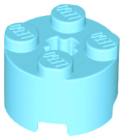 Brick Round 2 x 2 with Axle Hole in Medium Azure
