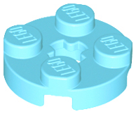 Plate Round 2 x 2 with Axle Hole Type 1 (+ Opening) in Medium Azure