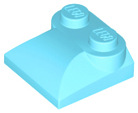 Brick Curved 2 x 2 x 2/3 Two Studs and Curved Slope End in Medium Azure