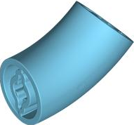 Brick Round 2 x 2 D. Tube with 45° Elbow and Axle Holes (Crossholes) at Each End [LONG] in Medium Azure