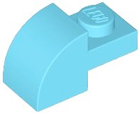 Brick Curved 1 x 2 x 1 with Curved Top in Medium Azure