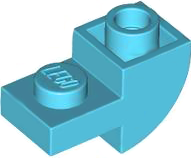 Brick Curved Inverted 1 x 2 with 1 x 1 Cutouts in Medium Azure
