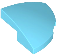 Brick Round Corner, Curved 2 x 2 x 2/3 Quarter Circle With 1 x 1 Bottom Cutout in Medium Azure