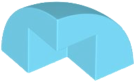 Brick Round Corner, Curved 2 x 2 x 1 2/3 Quarter Dome with 1 Cutout in Medium Azure