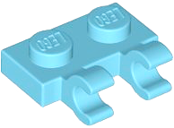 Plate Special 1 x 2 with Clips Horizontal [Open O Clips] in Medium Azure