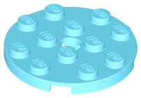 Plate Round 4 x 4 with Pin Hole in Medium Azure