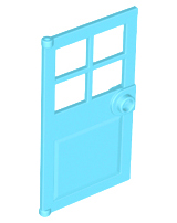 Door 1 x 4 x 6 with 4 Panes and Stud Handle in Medium Azure