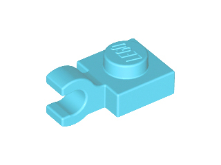 Plate Special 1 x 1 with Clip Horizontal [Thick Open O Clip] in Medium Azure