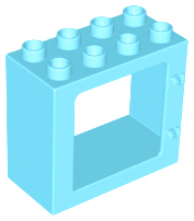 Duplo Door / Window Frame Flat Front Surface, Completely Open Back in Medium Azure