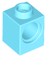 Technic Brick 1 x 1 with Pin Hole in Medium Azure