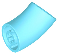 Brick Round 2 x 2 D. Tube with 45° Elbow and Axle Holes (Crossholes) at Each End [SHORT] in Medium Azure