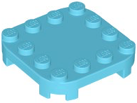 Plate Round Corners 4 x 4 x 2/3 Circle with Reduced Knobs in Medium Azure