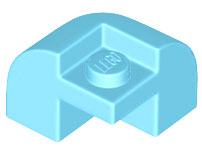 Brick Round, Curved 2 x 2 x 1 1/3, Corner in Medium Azure