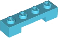 Plate Special 1 x 4 x 2/3 with 1 x 2 Bottom Cutout in Medium Azure
