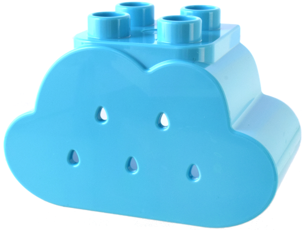 Duplo Brick 2 x 4 x 2 Cloud with Holes in Medium Azure