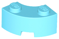 Brick Round Corner 2 x 2 Macaroni with Stud Notch and Reinforced Underside [New Style] in Medium Azure