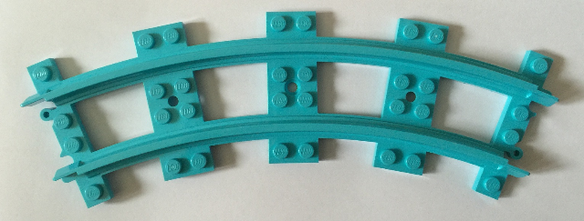 Vehicle Track, Train, Plastic, Narrow, Curve in Medium Azure