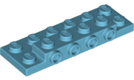 Plate Special 2 x 6 x 2/3 with 4 Studs on Side, 1 Support Wall on Bottom in Medium Azure