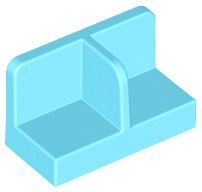 Panel 1 x 2 x 1 with Rounded Corners and Central Divider in Medium Azure