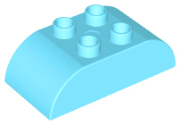 Duplo Brick 2 x 4 Curved Top in Medium Azure