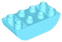 Duplo Brick 2 x 4 Curved Bottom in Medium Azure