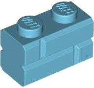 Brick Special 1 x 2 with Masonry Brick Profile in Medium Azure