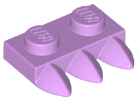Plate Special 1 x 2 with Three Teeth [Tri-Tooth] in Medium Lavender