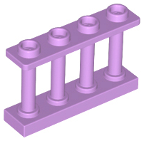 Fence Spindled 1 x 4 x 2 [4 Top Studs] in Medium Lavender