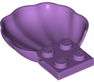 Animal Body Part, Clam / Scallop Half Shell with 4 Studs in Medium Lavender