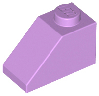 Brick Sloped 45° 2 x 1 with Bottom Pin in Medium Lavender