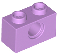 Technic Brick 1 x 2 [1 Pin Hole] in Medium Lavender