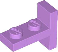 Bracket 1 x 2 with 1 x 2 Vertical Studs in Medium Lavender